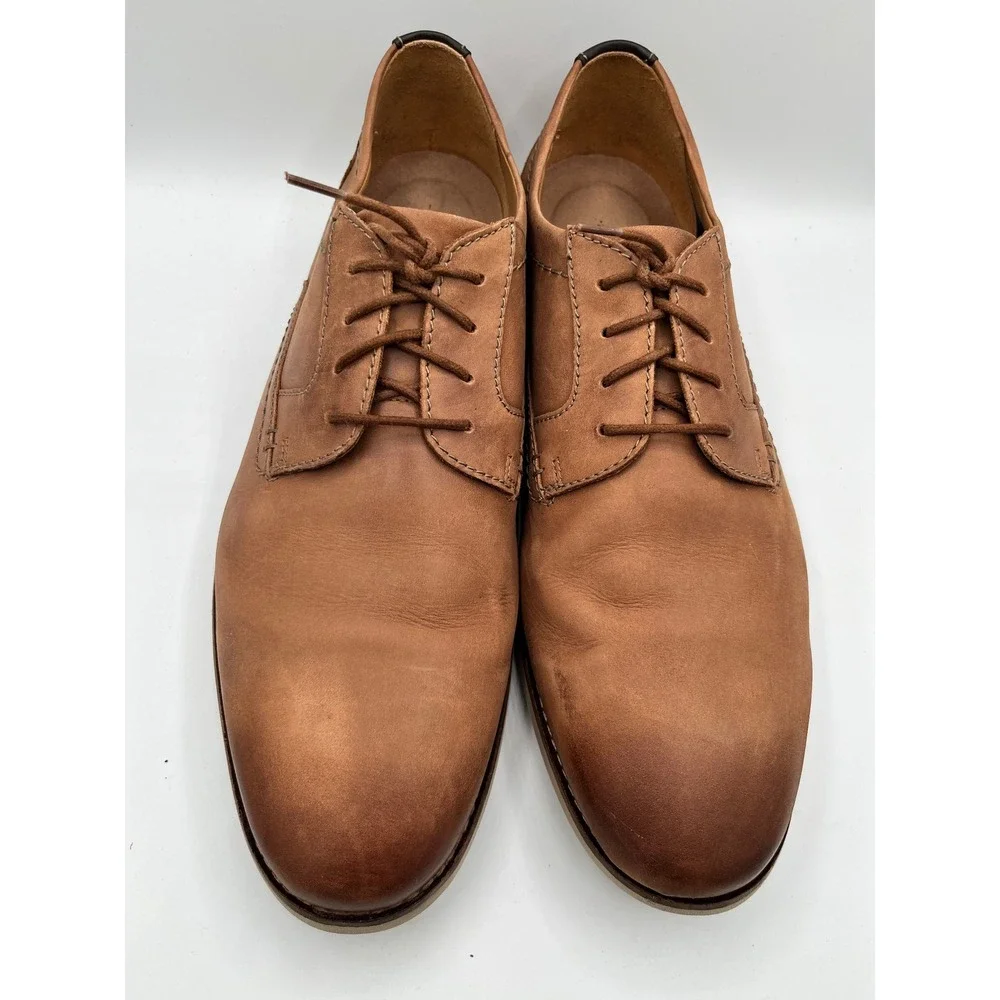 Clarks Men Tilden Cap Tan Leather Derby Oxford Shoes Brown Size 12M 261331777